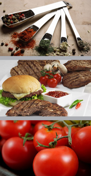 Glendale Foods Spices, Beef Burgers and Tomatoes